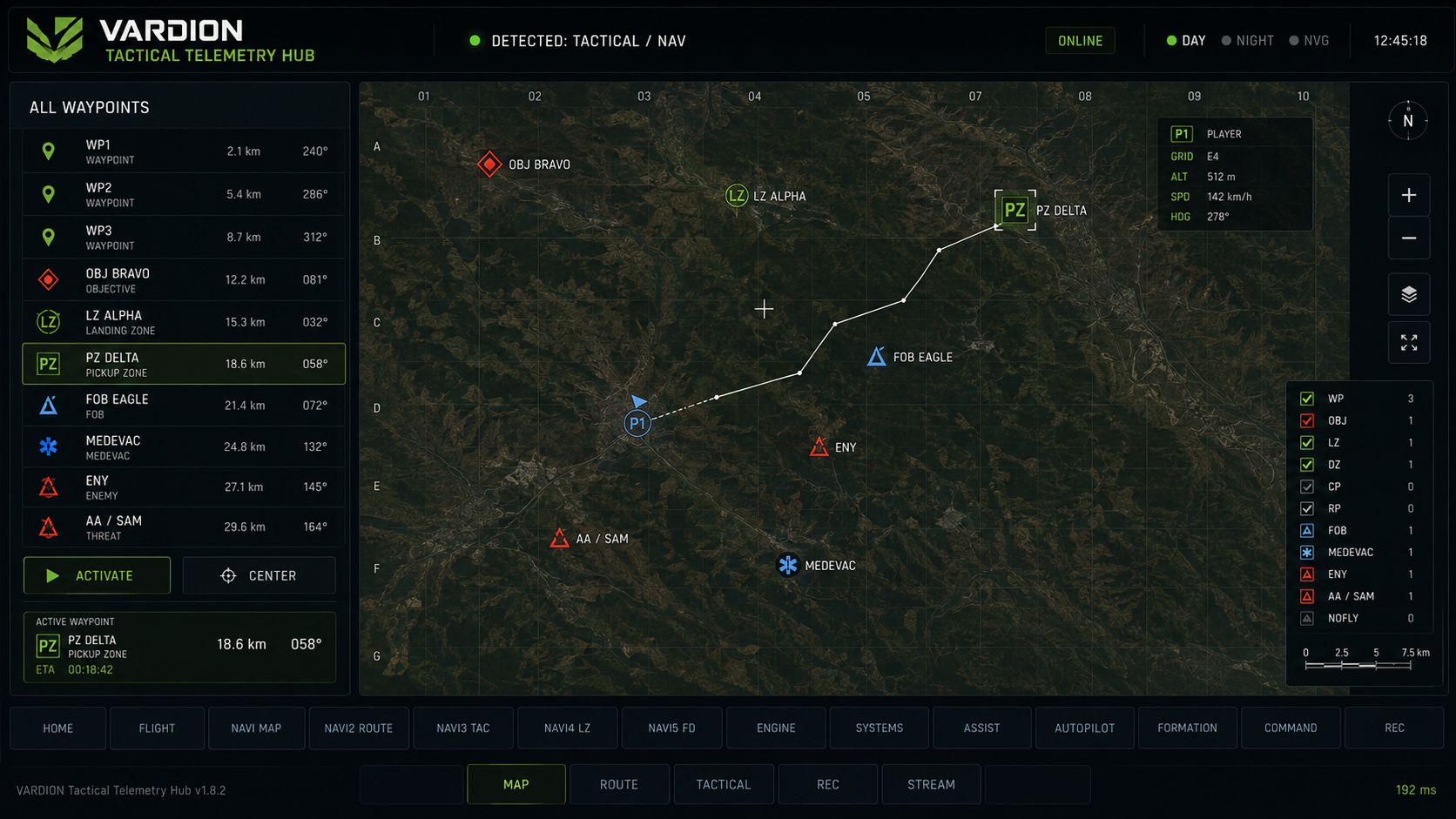 Tactical navigation preview